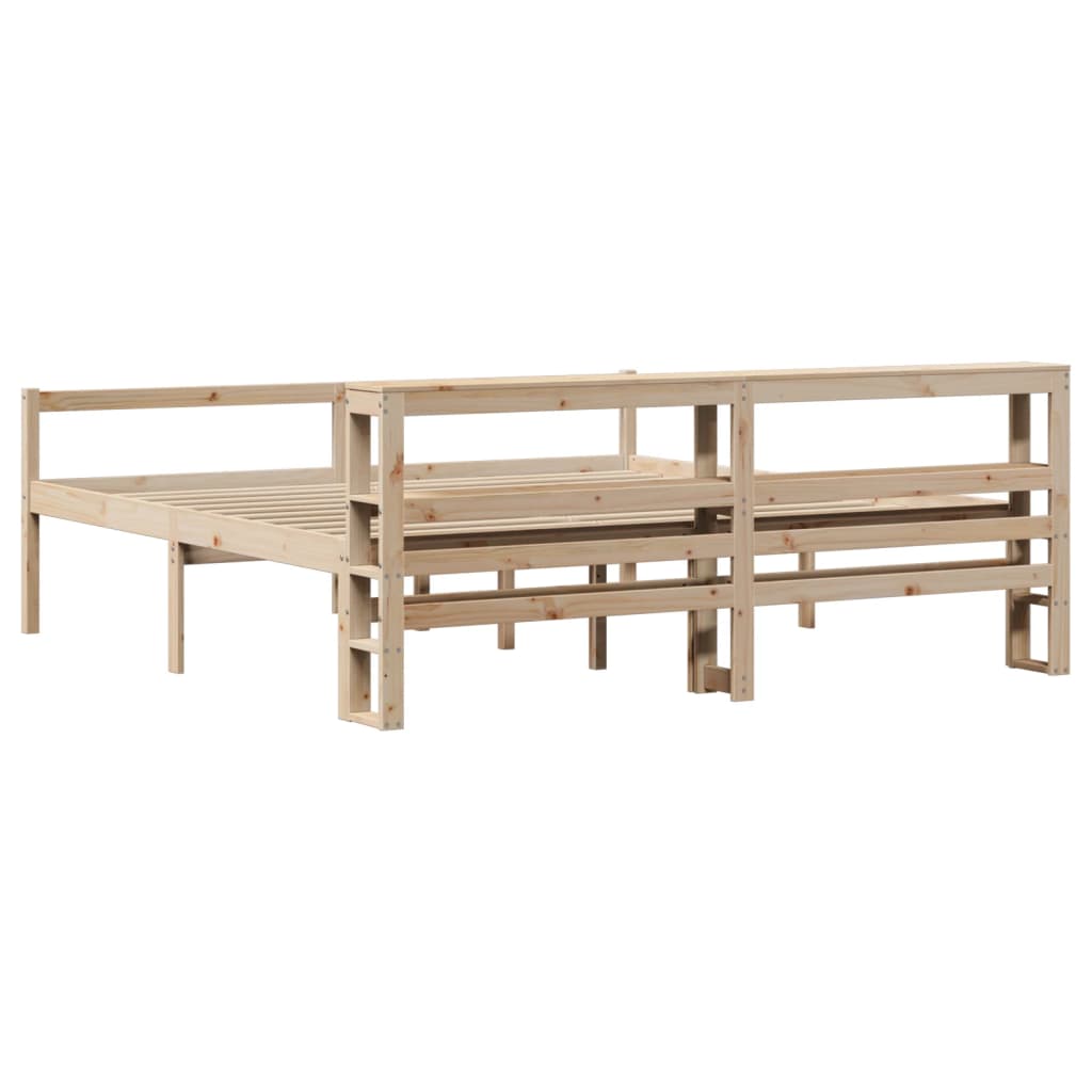 Lit pour personne âgée et tête de lit 200x200cm bois pin massif - XIOS