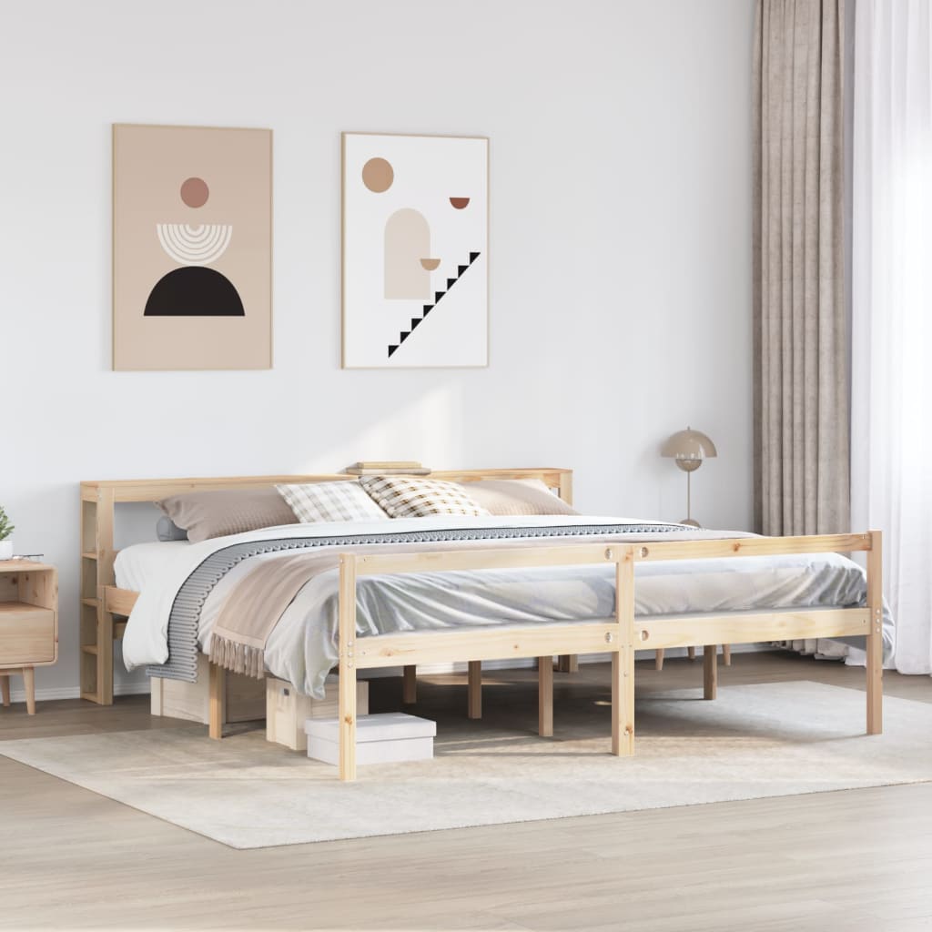 Lit pour personne âgée et tête de lit 200x200cm bois pin massif - XIOS