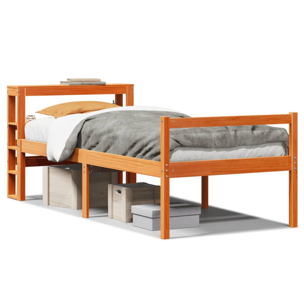 Cadre de lit avec tête de lit sans matelas cire marron 75x190cm - XIOS