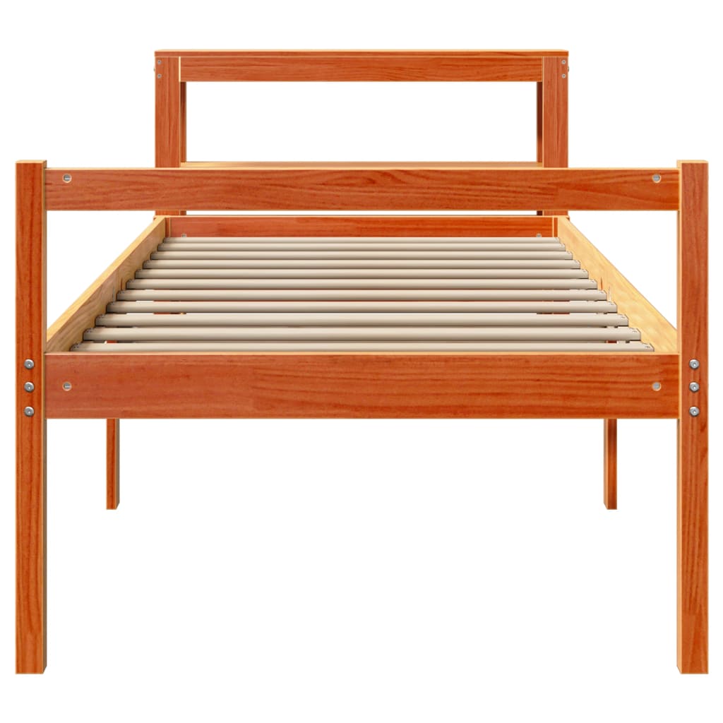 Cadre de lit avec tête de lit sans matelas cire marron 75x190cm - XIOS