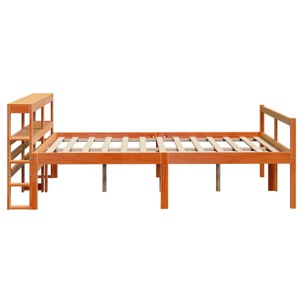 Cadre de lit et tête de lit sans matelas cire marron 140x200 cm - XIOS