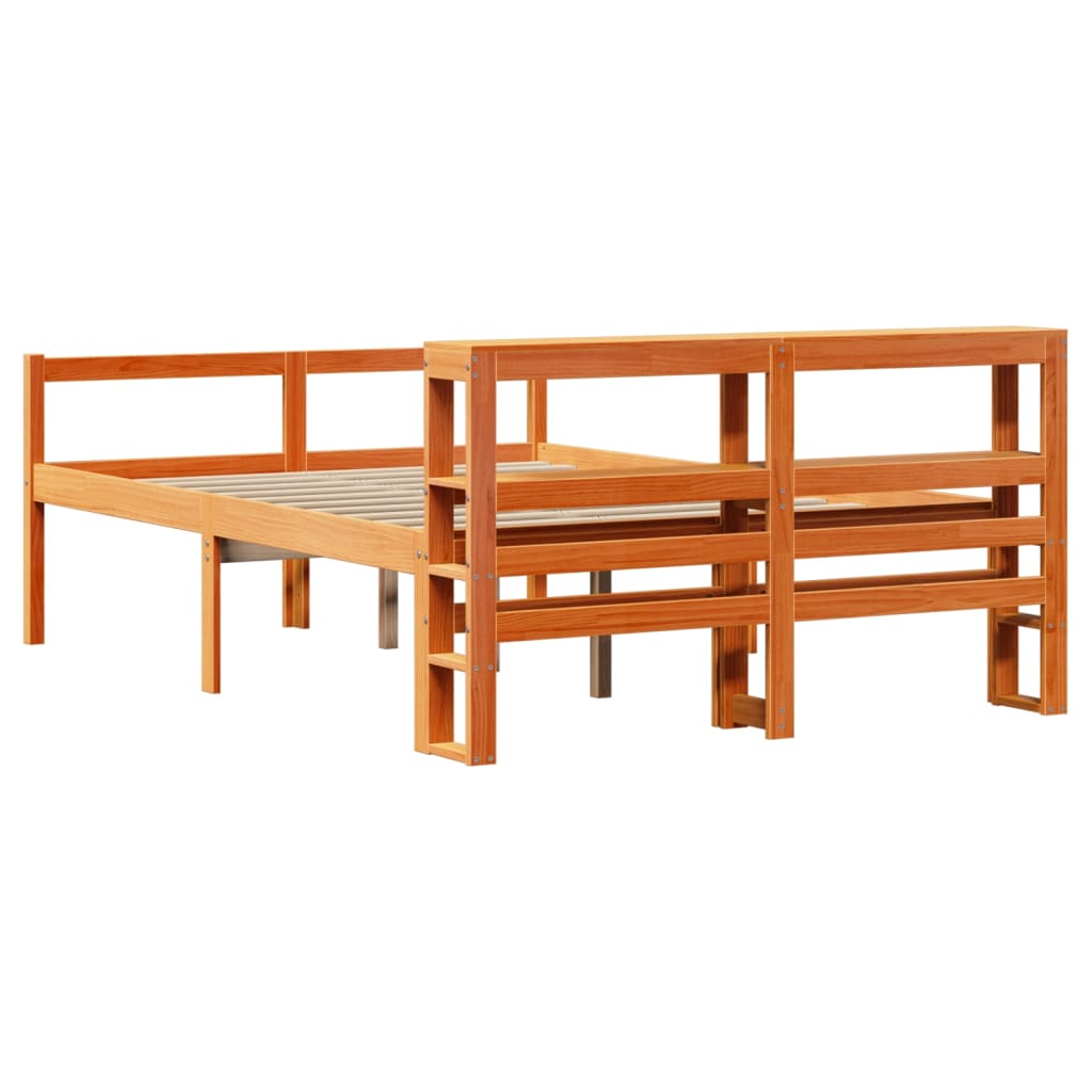 Cadre de lit et tête de lit sans matelas cire marron 140x200 cm - XIOS