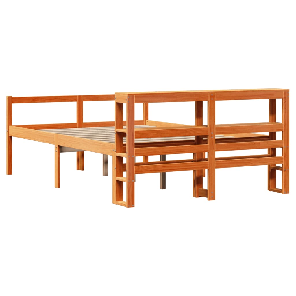 Cadre de lit et tête de lit sans matelas cire marron 150x200 cm - XIOS