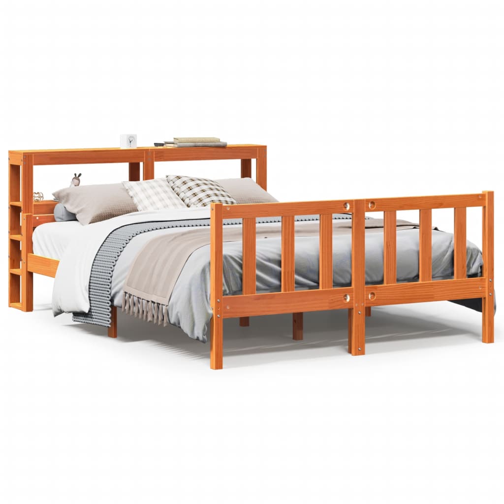 Cadre de lit et tête de lit sans matelas cire marron 150x200 cm - XIOS