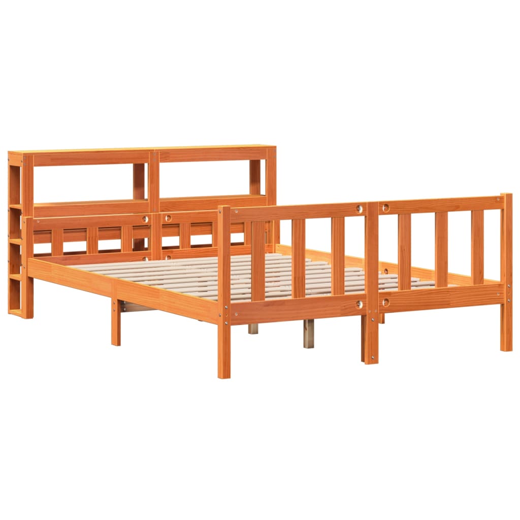 Cadre de lit et tête de lit sans matelas cire marron 150x200 cm - XIOS