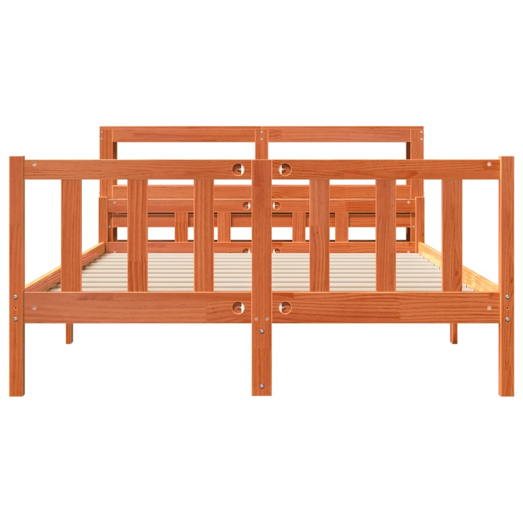 Cadre de lit et tête de lit sans matelas cire marron 150x200 cm - XIOS