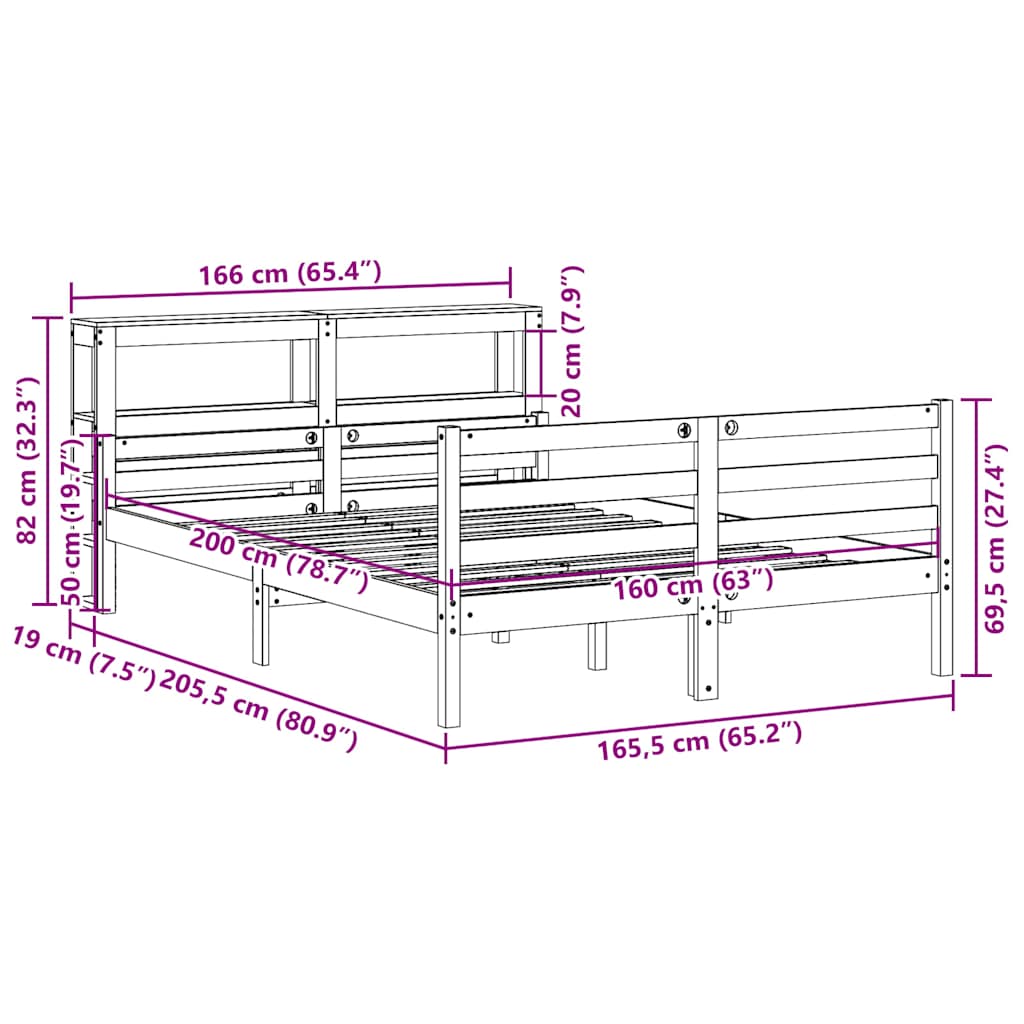 Cadre de lit avec tête de lit sans matelas 160x200 cm - XIOS