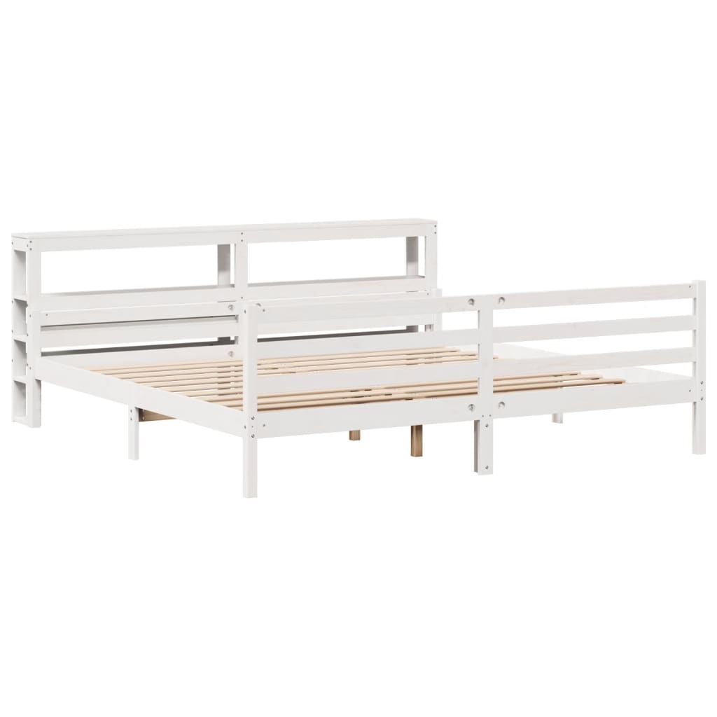 Cadre de lit avec tête de lit sans matelas blanc 200x200 cm - XIOS