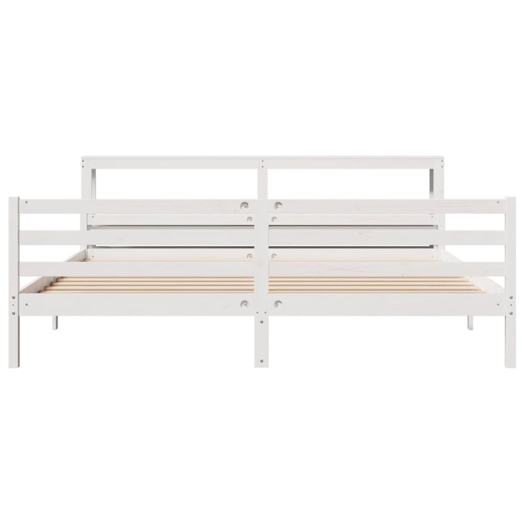 Cadre de lit avec tête de lit sans matelas blanc 200x200 cm - XIOS