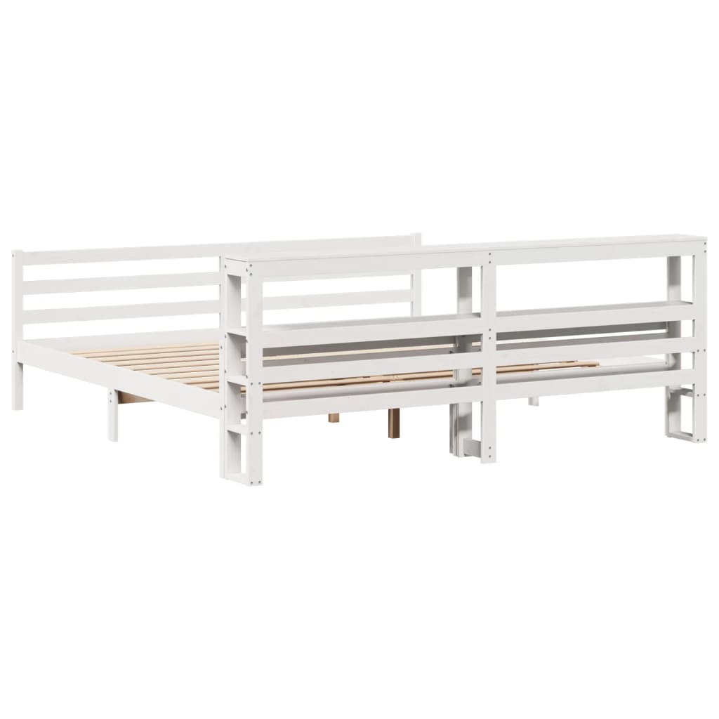 Cadre de lit avec tête de lit sans matelas blanc 200x200 cm - XIOS