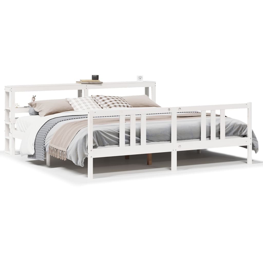 Cadre de lit avec tête de lit sans matelas blanc 200x200 cm - XIOS