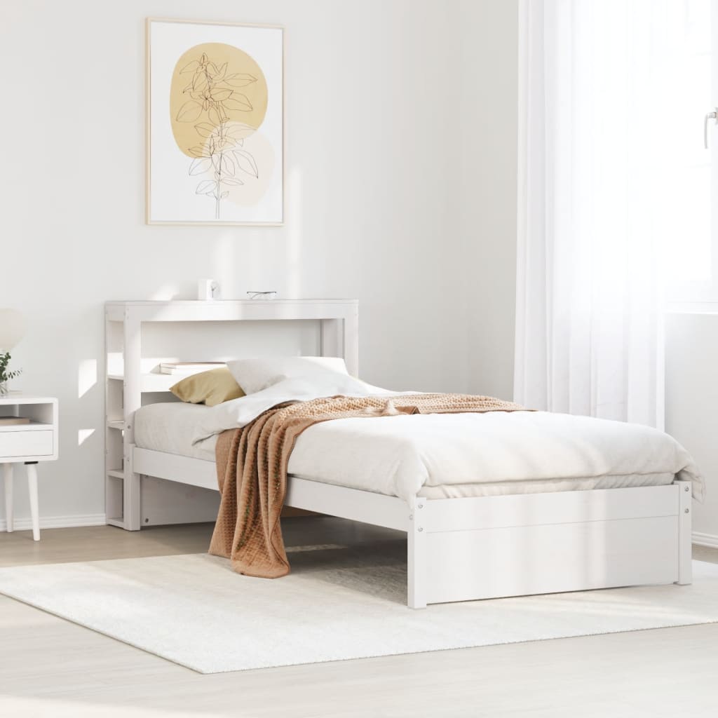 Cadre de lit avec tête de lit sans matelas blanc 75x190 cm - XIOS