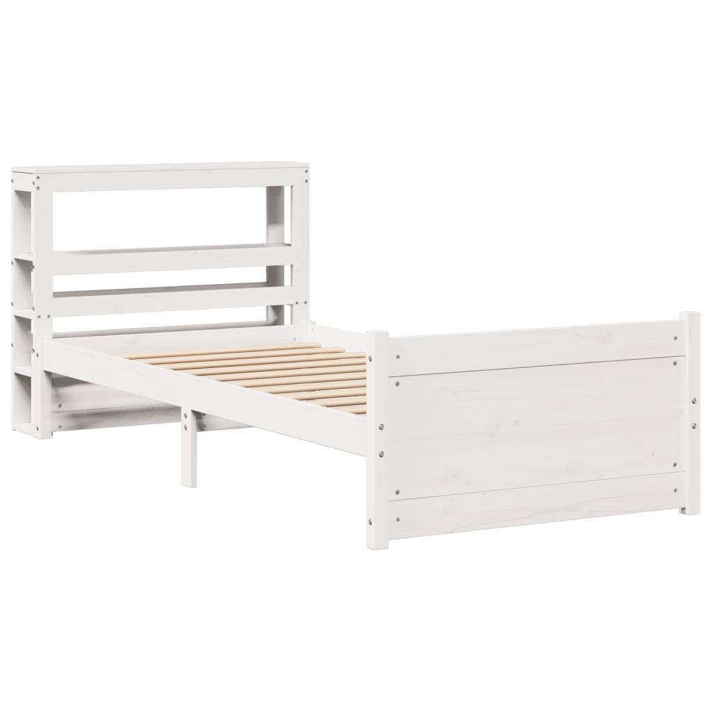 Cadre de lit avec tête de lit sans matelas blanc 75x190 cm - XIOS