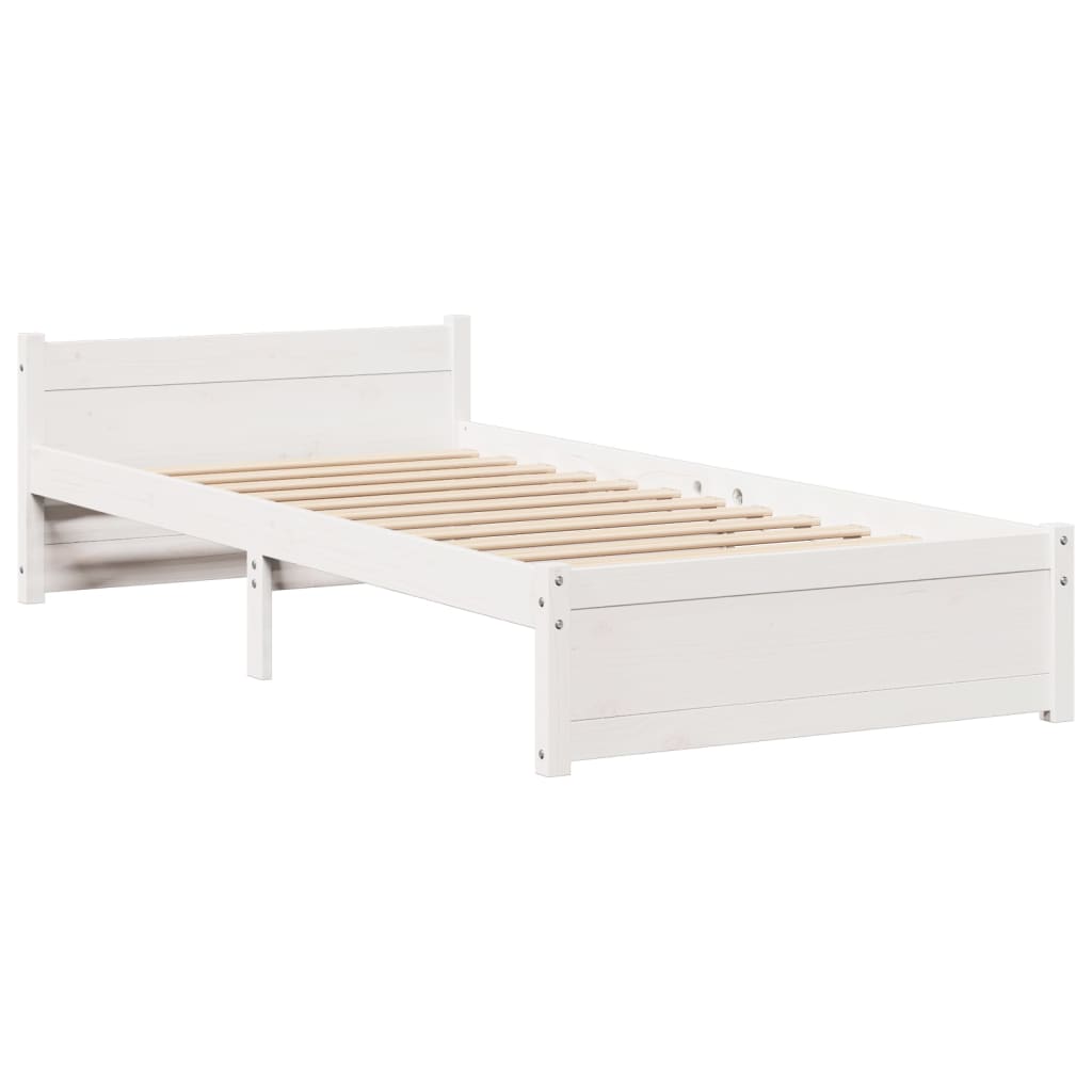 Cadre de lit avec tête de lit sans matelas blanc 90x190 cm - XIOS