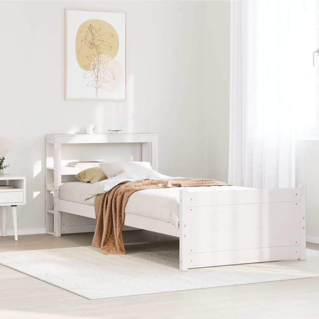 Cadre de lit avec tête de lit sans matelas blanc 90x190 cm - XIOS