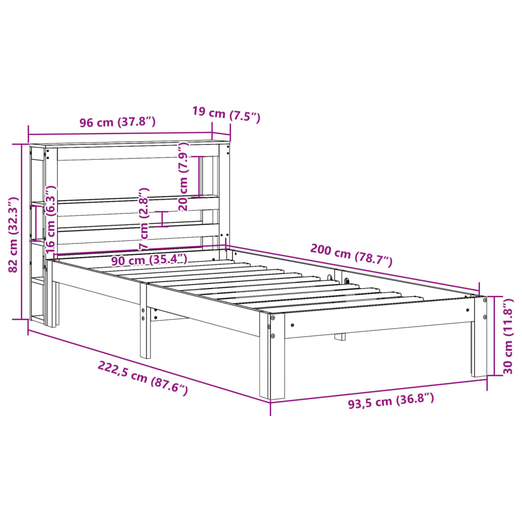 Cadre de lit avec tête de lit sans matelas blanc 90x200 cm - XIOS