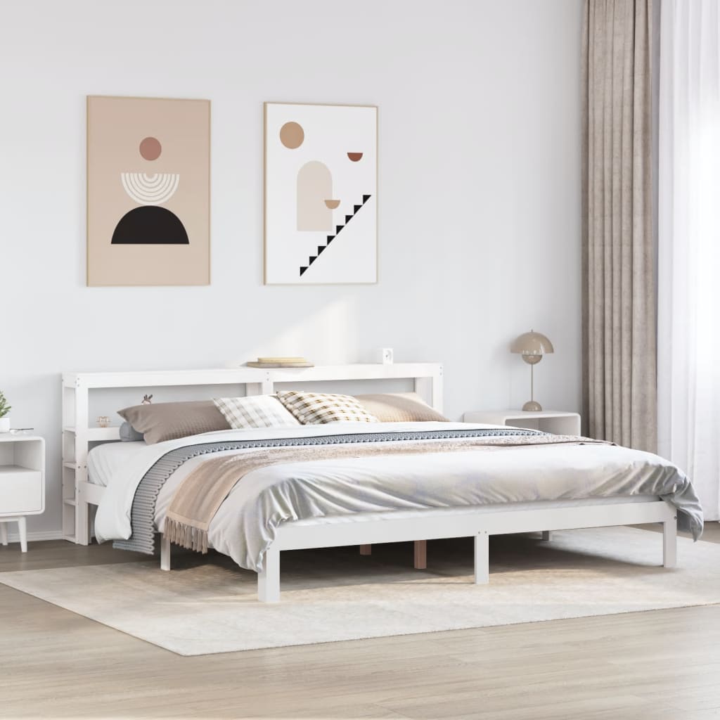 Cadre de lit avec tête de lit sans matelas blanc 180x200 cm - XIOS