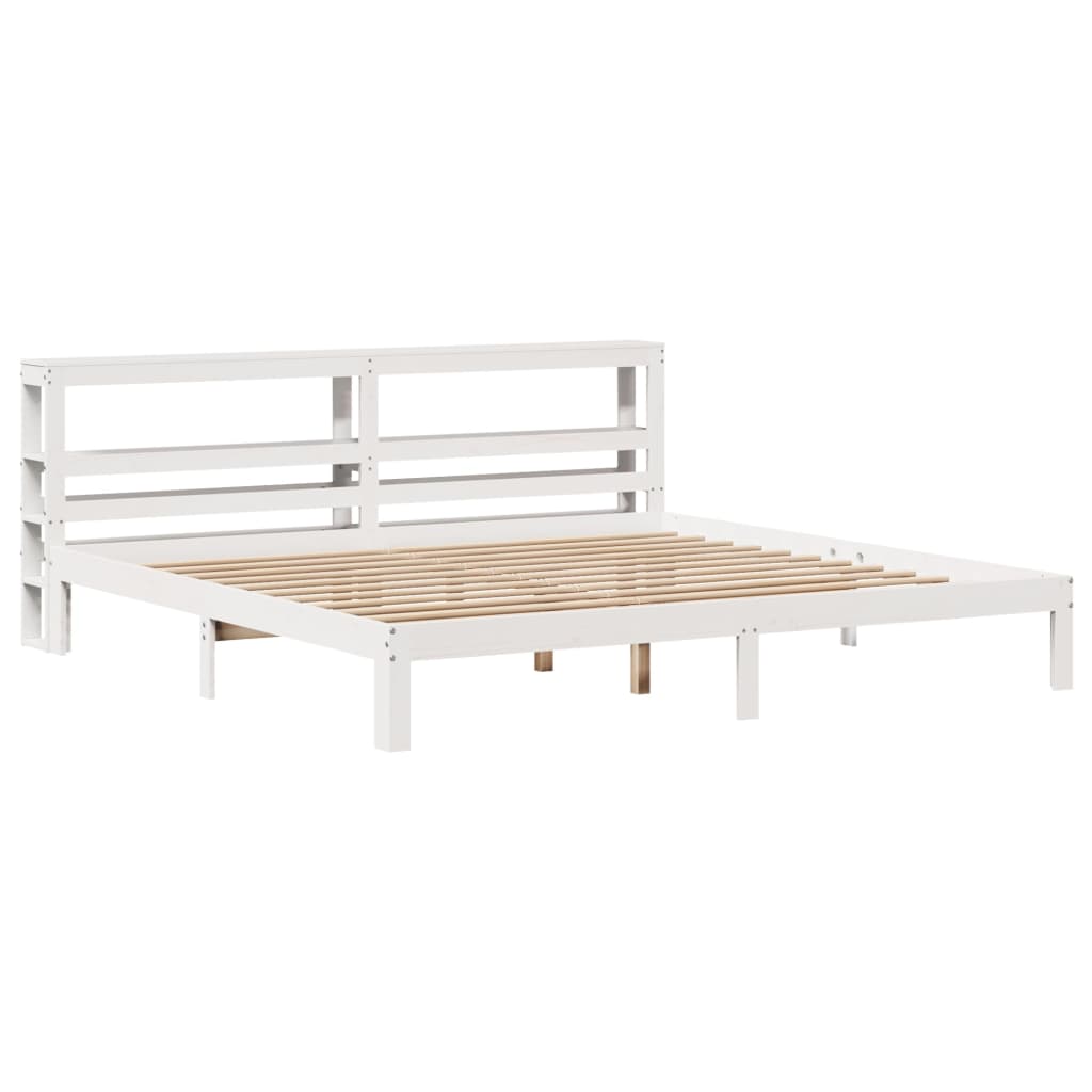 Cadre de lit avec tête de lit sans matelas blanc 200x200 cm - XIOS