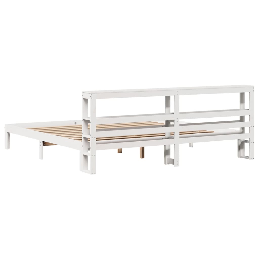 Cadre de lit avec tête de lit sans matelas blanc 200x200 cm - XIOS