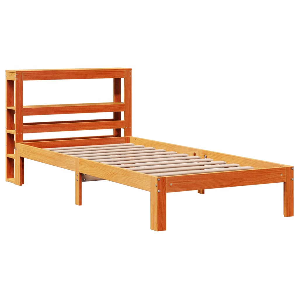Cadre de lit sans matelas cire marron 75x190 cm bois pin massif - XIOS
