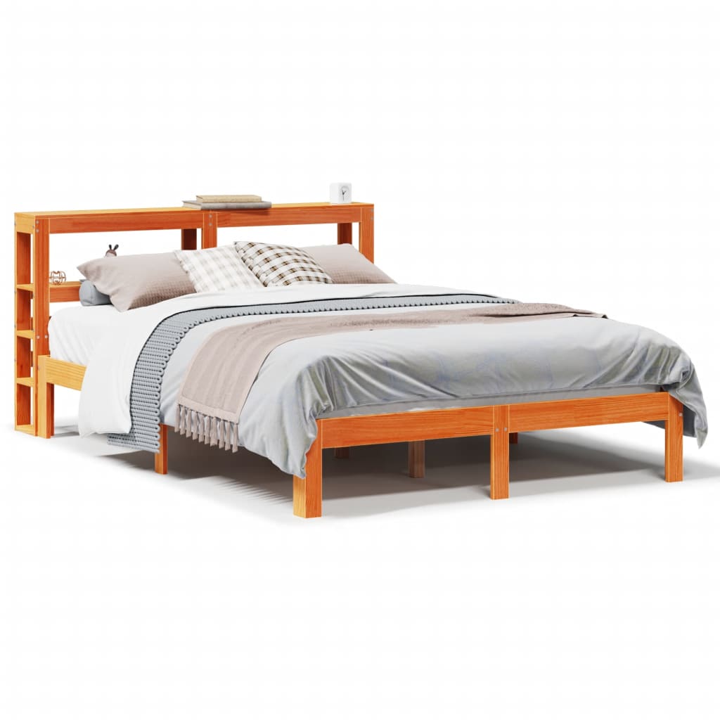 Cadre de lit sans matelas cire marron 140x190cm bois pin massif - XIOS