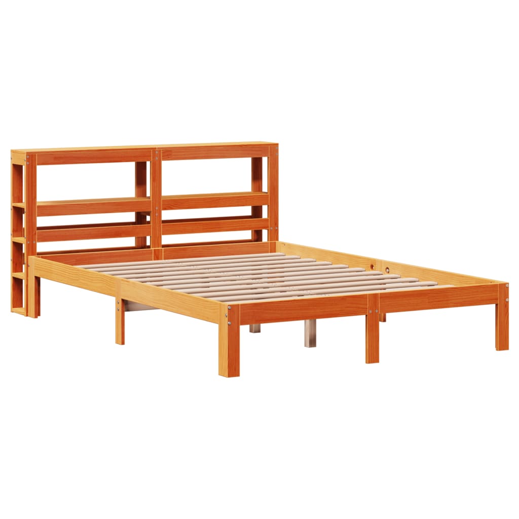 Cadre de lit sans matelas cire marron 140x190cm bois pin massif - XIOS