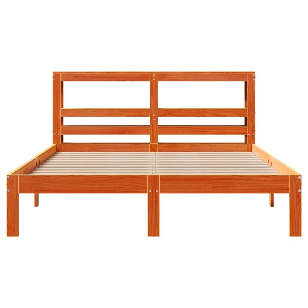 Cadre de lit sans matelas cire marron 140x190cm bois pin massif - XIOS