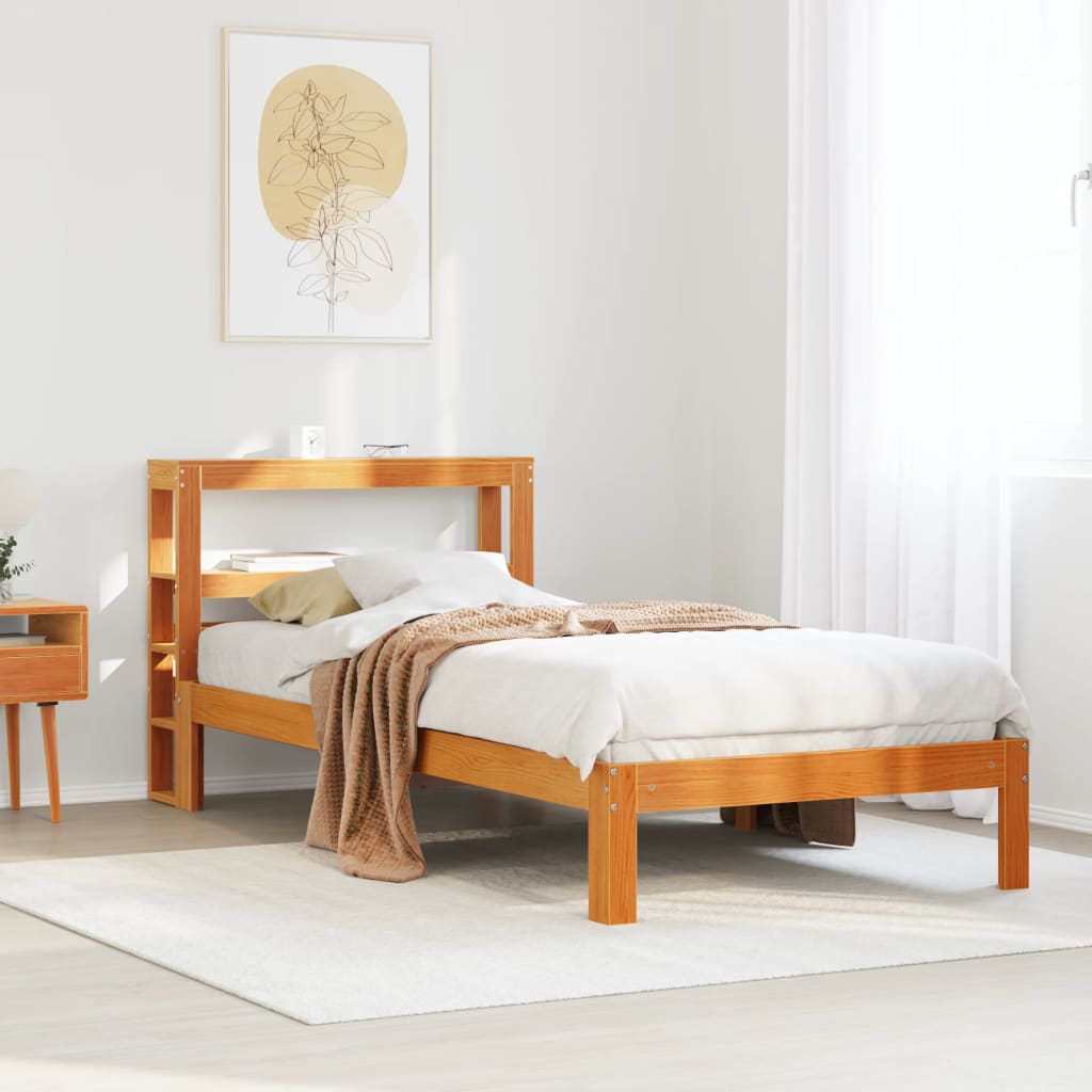 Cadre de lit sans matelas cire marron 90x200 cm bois pin massif - XIOS