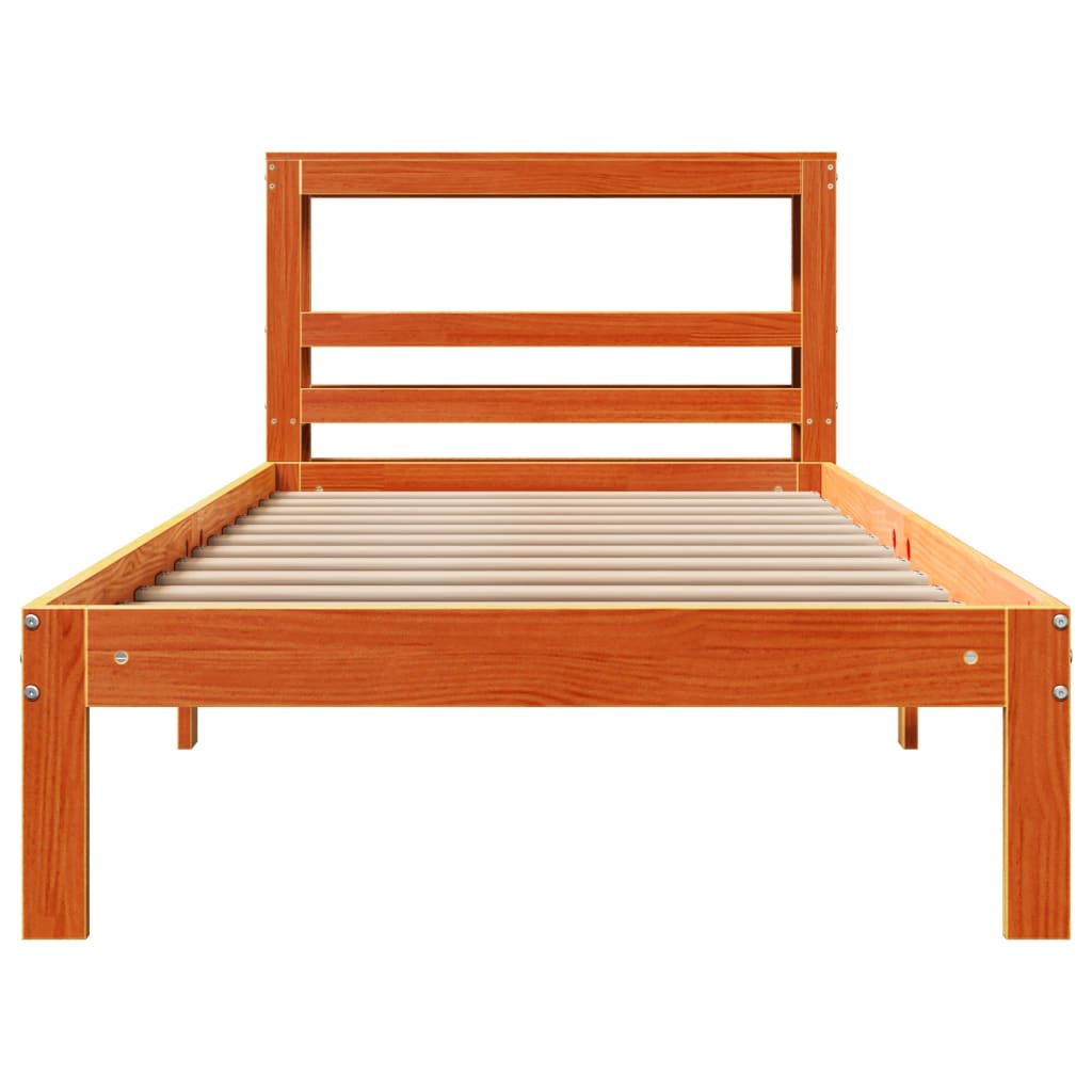 Cadre de lit sans matelas cire marron 100x200cm bois pin massif - XIOS