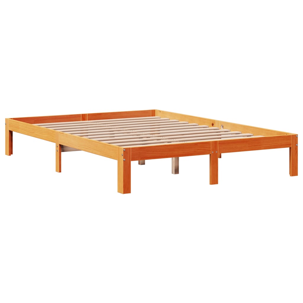 Cadre de lit sans matelas cire marron 140x200cm bois pin massif - XIOS
