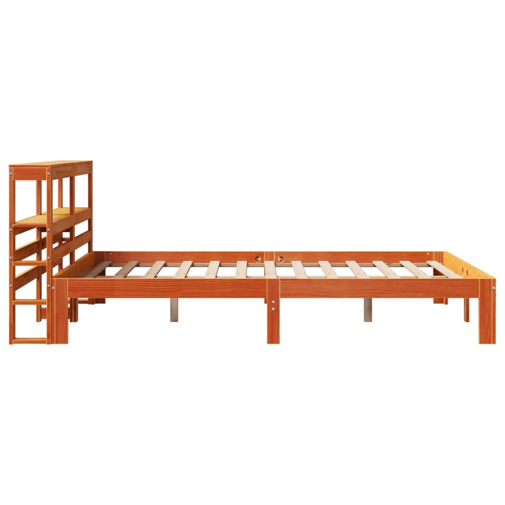 Cadre de lit sans matelas cire marron 140x200cm bois pin massif - XIOS