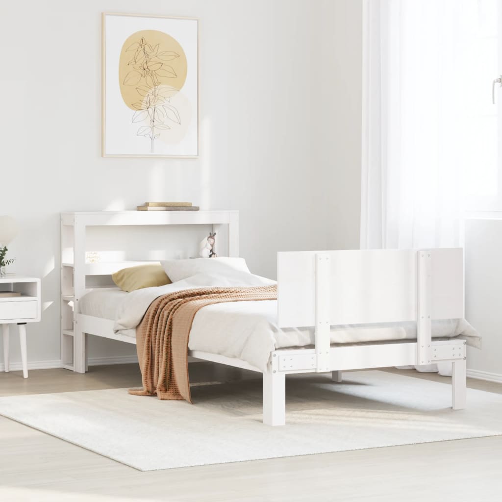Cadre de lit avec tête de lit sans matelas blanc 90x200 cm - XIOS