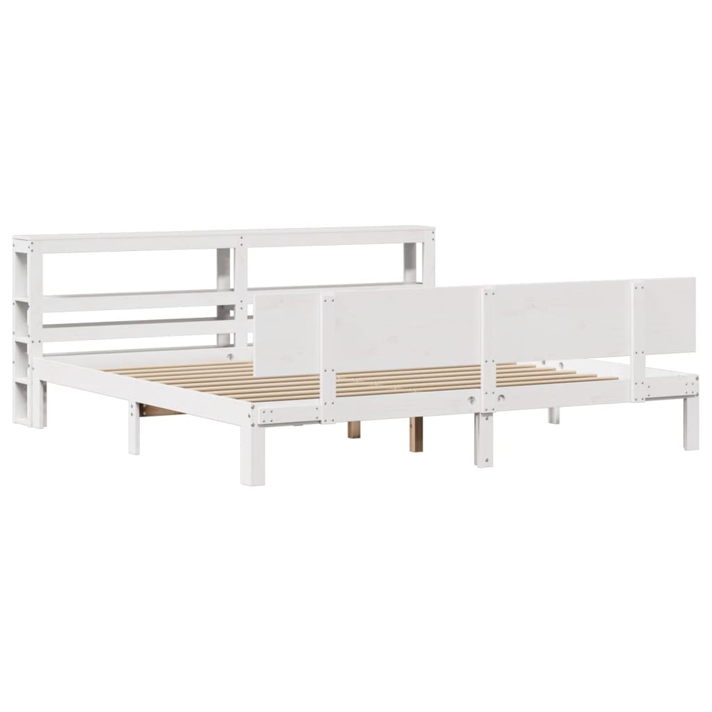 Cadre de lit avec tête de lit sans matelas blanc 200x200 cm - XIOS