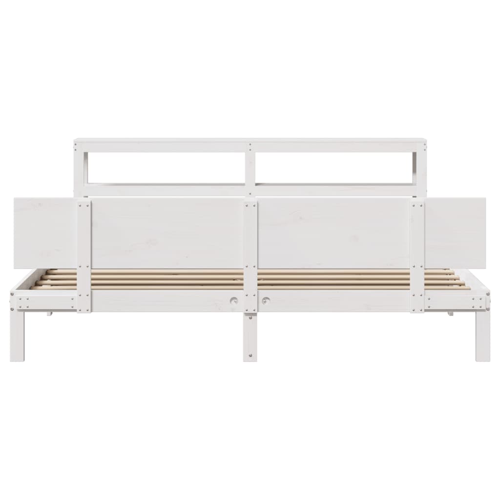 Cadre de lit avec tête de lit sans matelas blanc 200x200 cm - XIOS