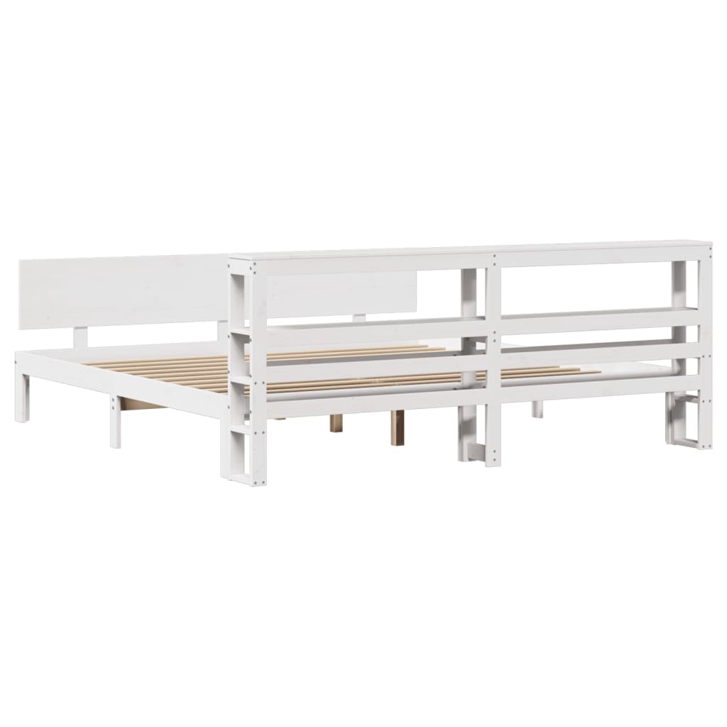 Cadre de lit avec tête de lit sans matelas blanc 200x200 cm - XIOS
