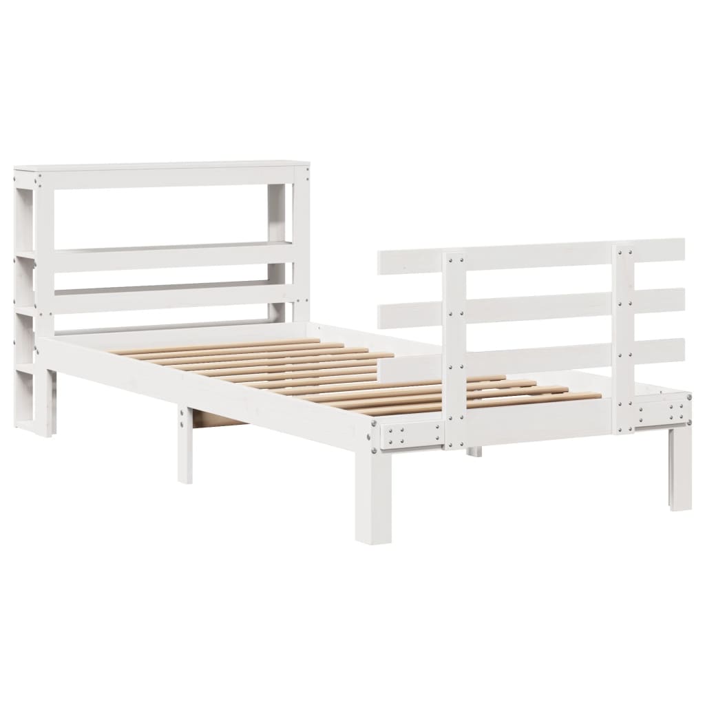 Cadre de lit avec tête de lit sans matelas blanc 90x190 cm - XIOS