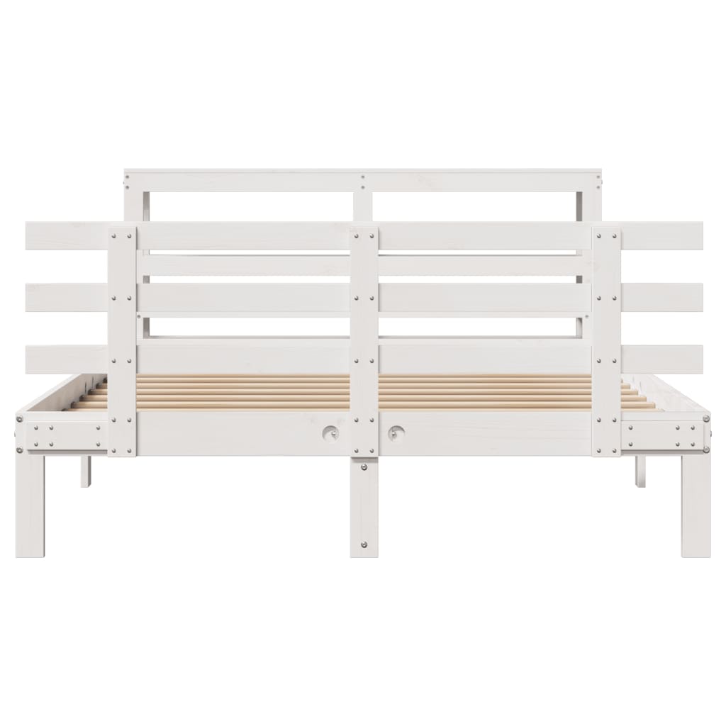 Cadre de lit avec tête de lit sans matelas blanc 140x190 cm - XIOS