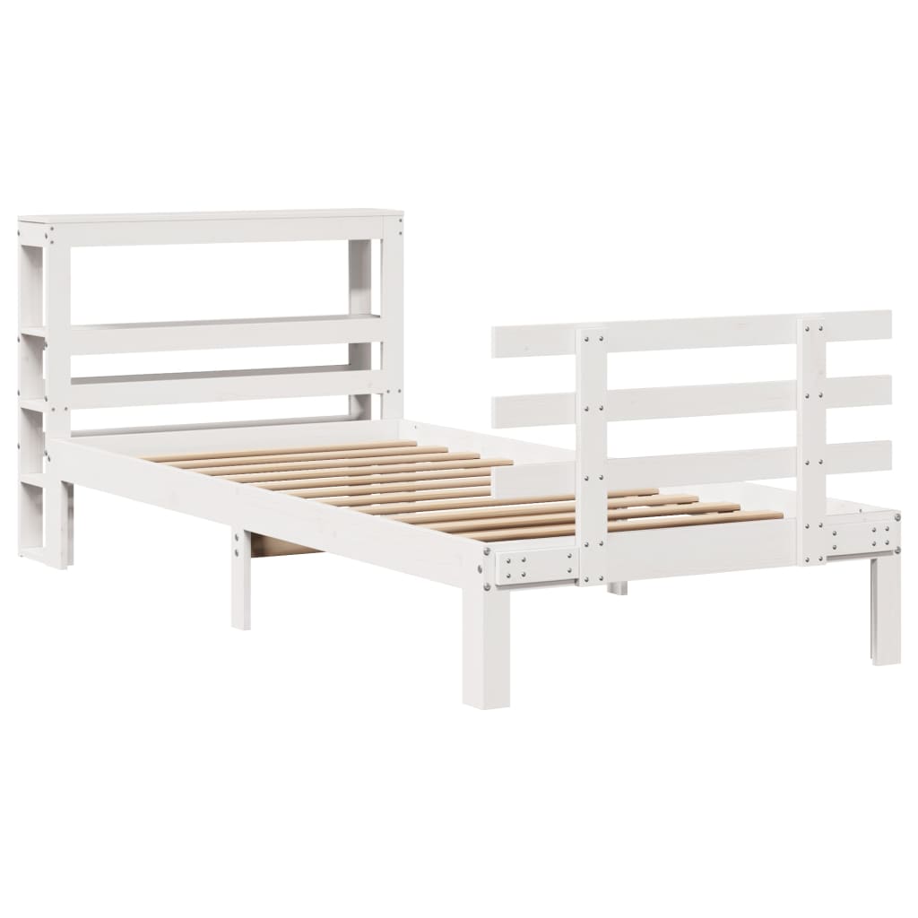 Cadre de lit avec tête de lit sans matelas blanc 90x200 cm - XIOS