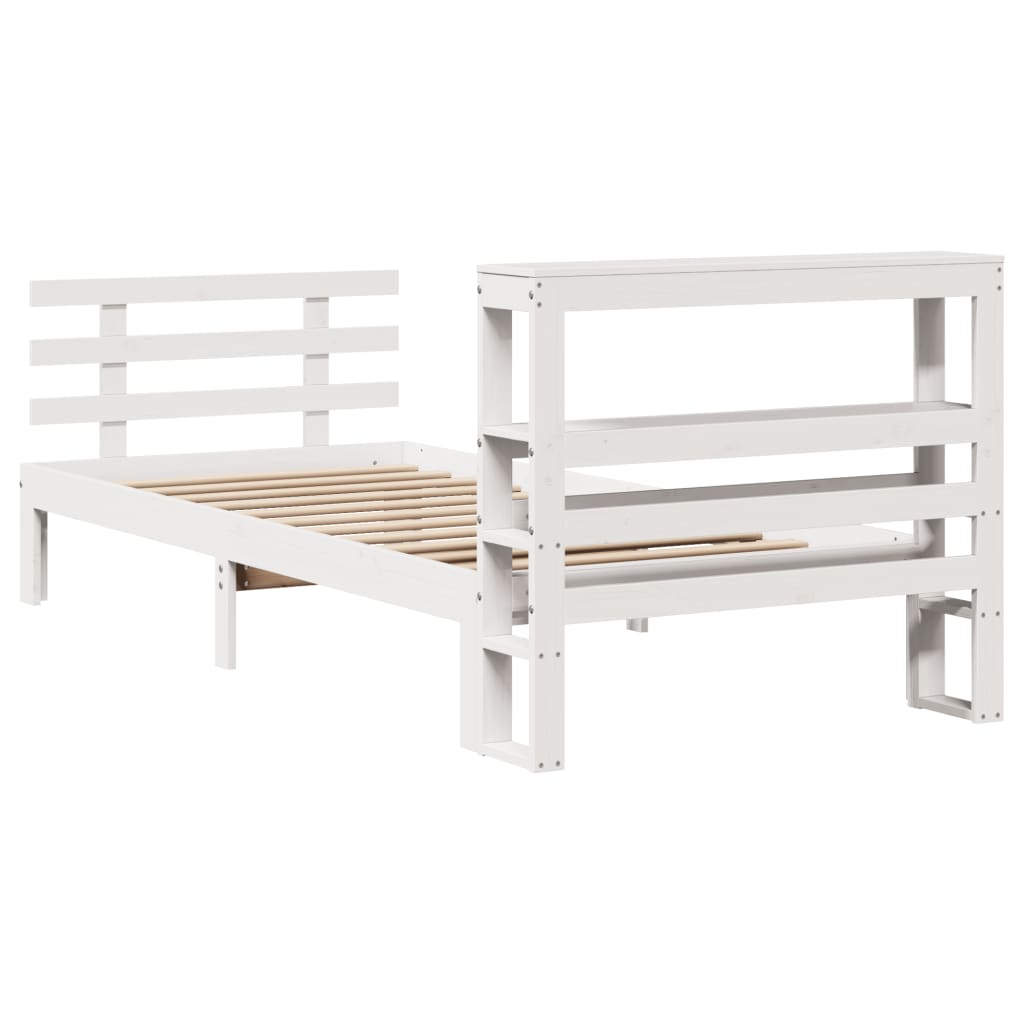 Cadre de lit avec tête de lit sans matelas blanc 90x200 cm - XIOS