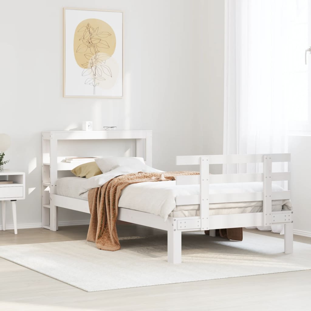 Cadre de lit avec tête de lit sans matelas blanc 90x200 cm - XIOS