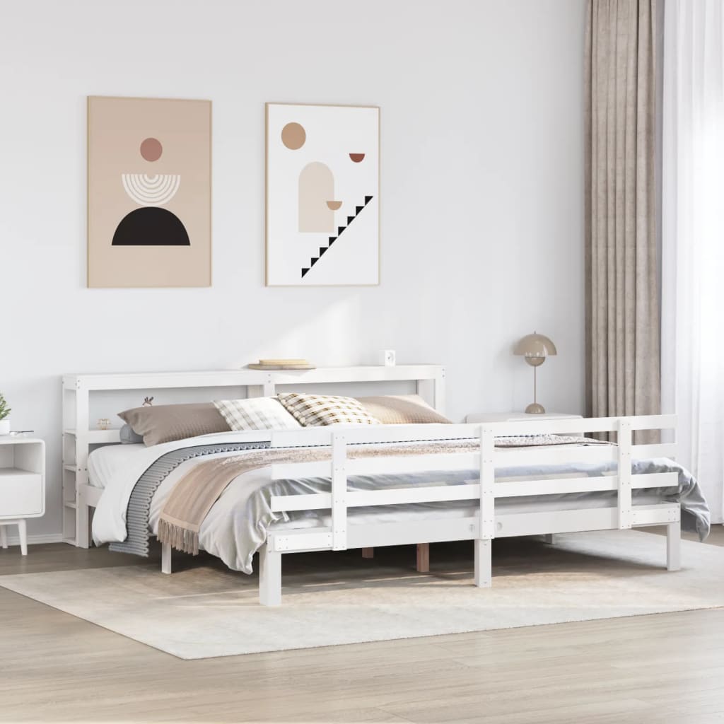 Cadre de lit avec tête de lit sans matelas blanc 180x200 cm - XIOS