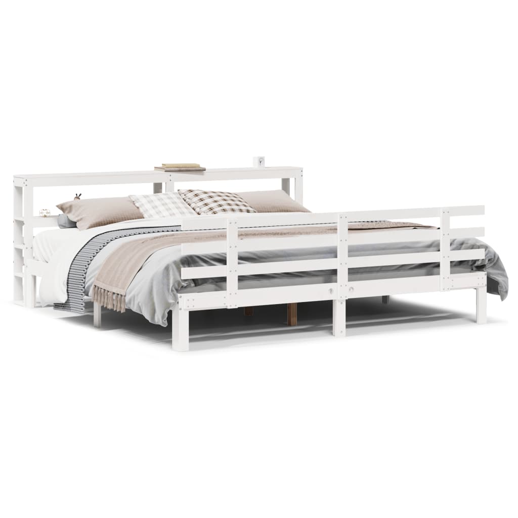 Cadre de lit avec tête de lit sans matelas blanc 200x200 cm - XIOS