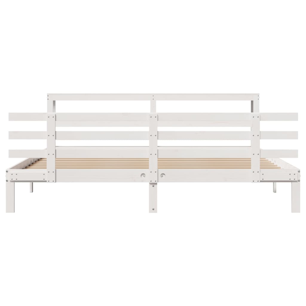 Cadre de lit avec tête de lit sans matelas blanc 200x200 cm - XIOS