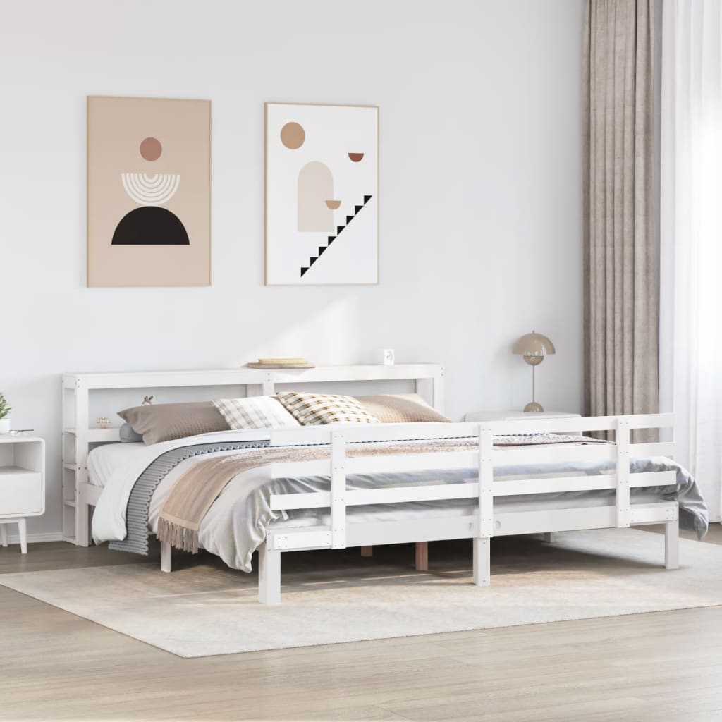 Cadre de lit avec tête de lit sans matelas blanc 200x200 cm - XIOS