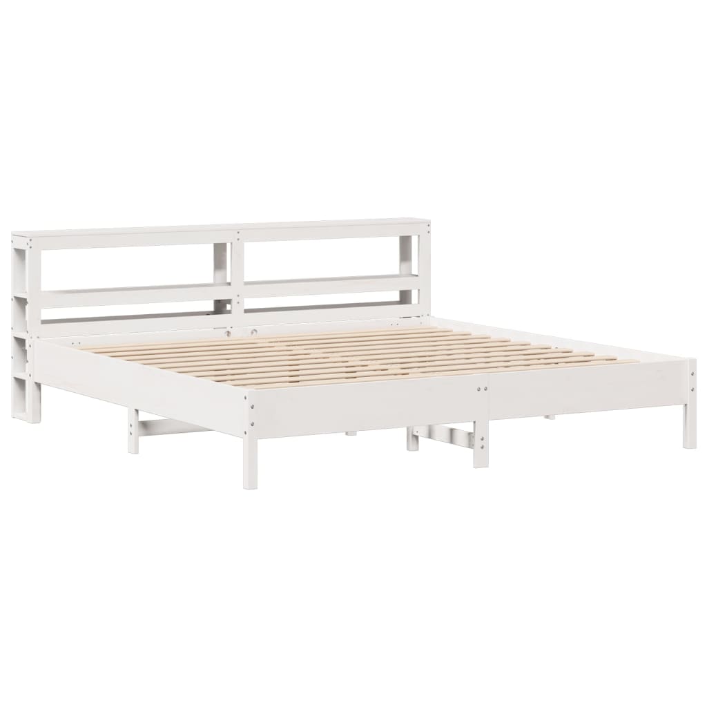 Cadre de lit sans matelas blanc 200x200 cm bois massif de pin - XIOS
