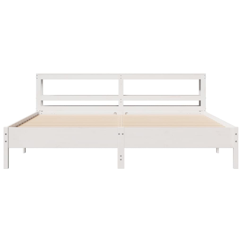 Cadre de lit sans matelas blanc 200x200 cm bois massif de pin - XIOS