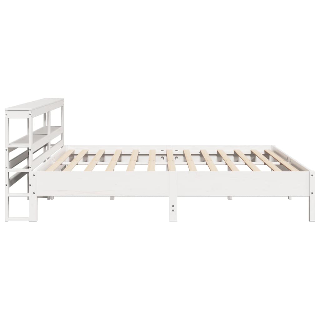 Cadre de lit sans matelas blanc 200x200 cm bois massif de pin - XIOS