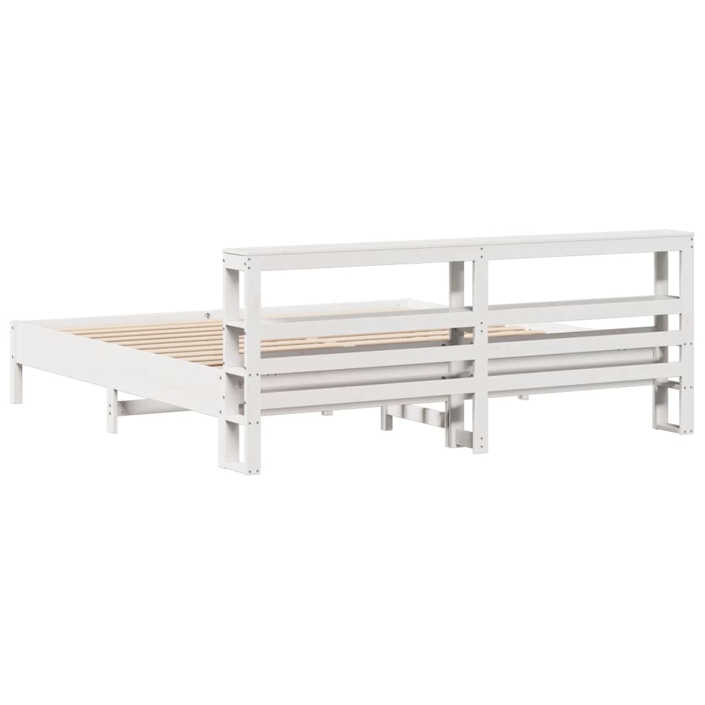 Cadre de lit sans matelas blanc 200x200 cm bois massif de pin - XIOS