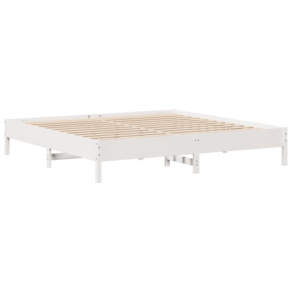 Cadre de lit sans matelas blanc 200x200 cm bois massif de pin - XIOS
