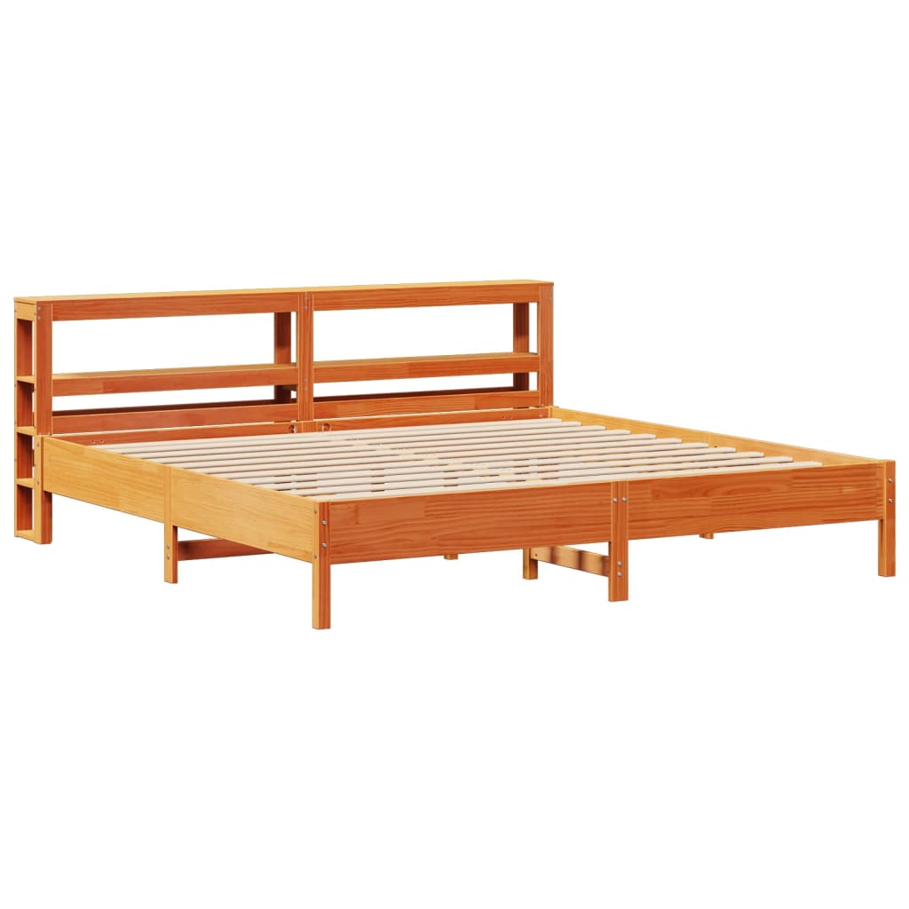 Cadre de lit sans matelas cire marron 200x200cm bois pin massif - XIOS